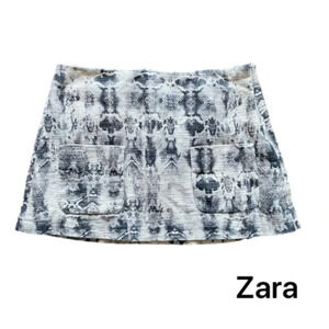 Zara Woman Snake Skin Print Cotton Mini Skirt Women’s Large